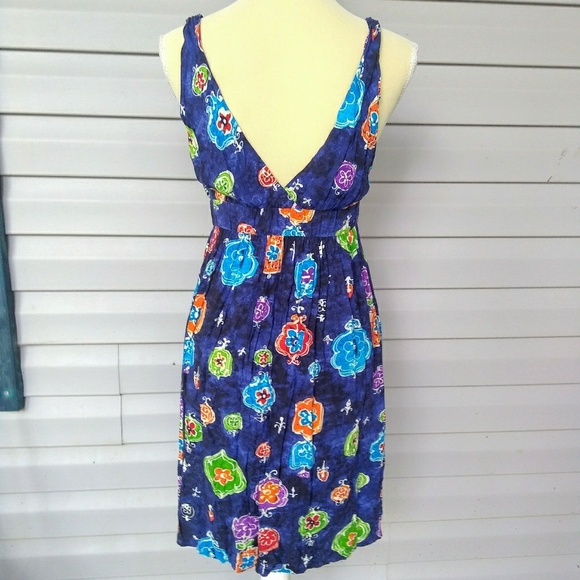 Jams World Sum Dress Blue V neck sz M floral - Picture 6 of 8